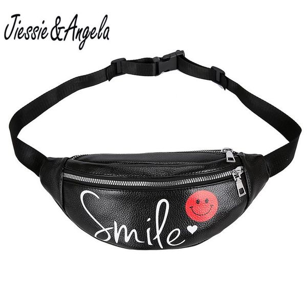 

jiessie & angela fanny packs for women fashionable shoulder bags female chest pack pu leather waist bag bum bag girl phone bags