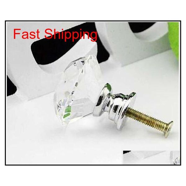 

wholesale 40pcs/lot new selling 30mm diamond shape crystal glass cabinet handle cupboard qylcmk toys2010