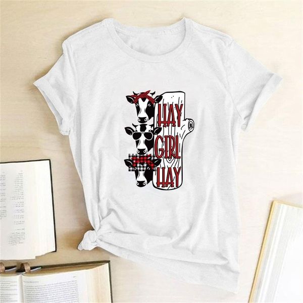 

cows hay girl hay printing t-shirts women shirts summer tshirts cotton women funny graphic t shirts aesthetic ropa mujer verano, White