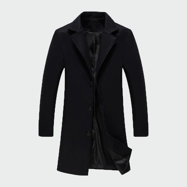 

2020 new winter fashion men single breasted long trench jackets male casual slim long causal clothes coats 5xl ml2391, Black