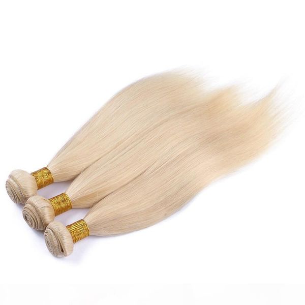

platinum bleach blonde brazilian hair silk straight #613 blonde brazilian human hair 3 bundle deals unprocessed human hair blonde weave, Black