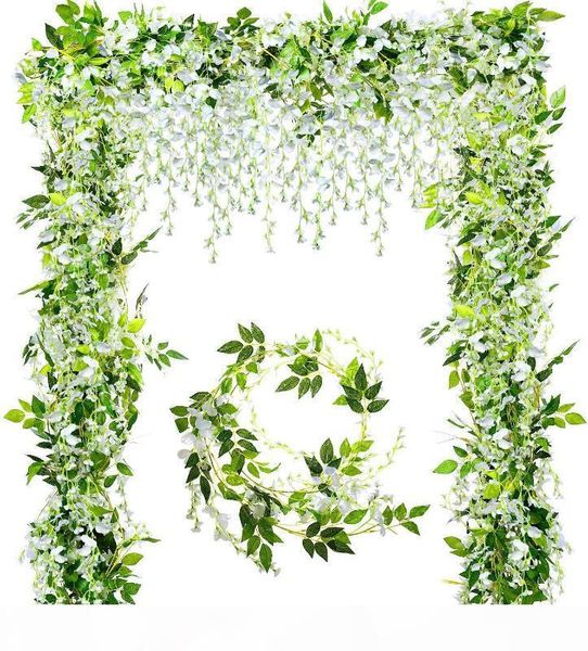 

artificial flowers garland white ivy vine rattan hanging flowers for wedding arch floral decor party home garden wall decoration