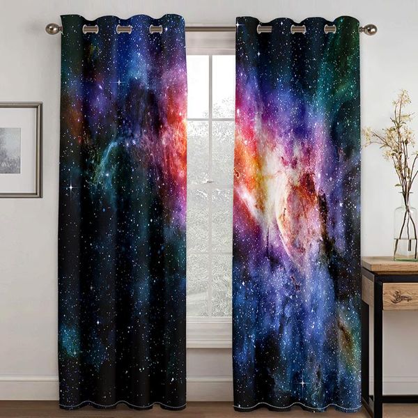 

curtain & drapes mysterious starry sky pattern purple blue curtains for bedroom window luxury space divider kitchen bathroom living room cus