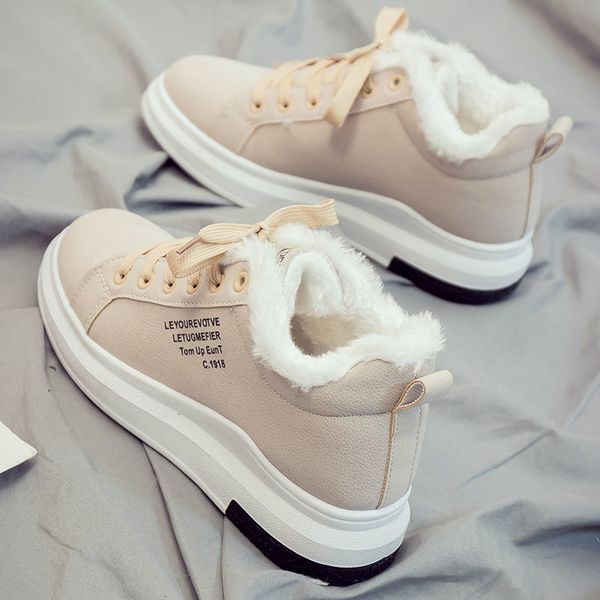 

2020new winter women warm short fur plush ankle platform ladies suede shoes female boots black zapatos de mujer