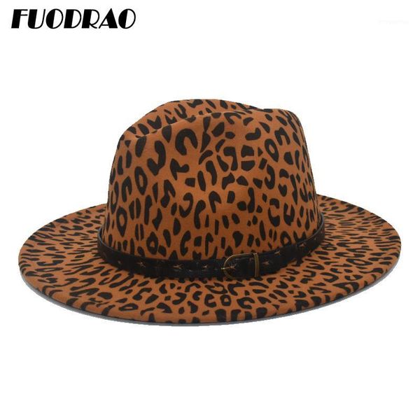 

fuodrao men's leopard print autumn and winter warm imitation wool hat retro harajuku style hat panama high jazz f671, Blue;gray