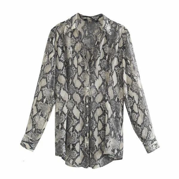 

2021 new blouse women animal print button-up shirts woman vintage lapel collar back ruched long sleeve shirt casual laddies h2lk, White