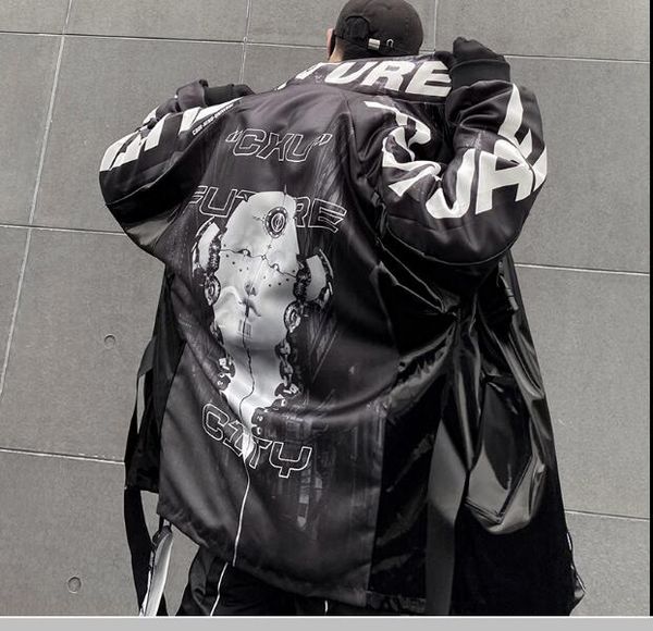 

winter cargo jackets coat men streetwear patchwork tactical function thick jacket parka harajuku windbreaker coat dark, Tan;black