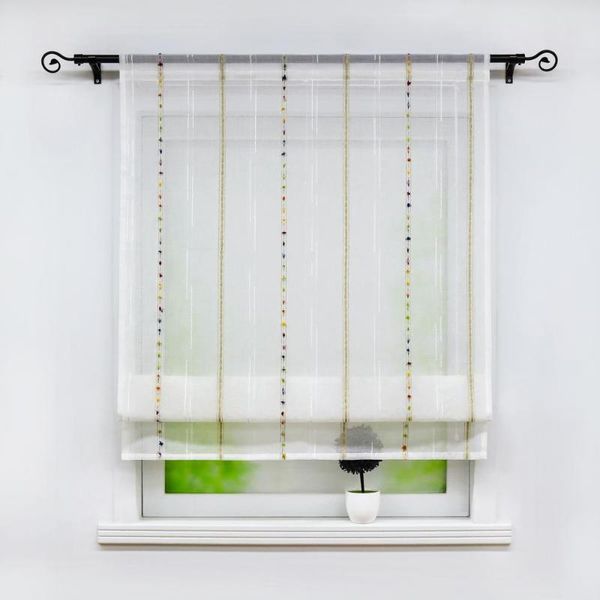 

roman curtain stripes shade sheer balcony window voile drapery valance drapes rod pocket for kitchen home decoration 1pcs