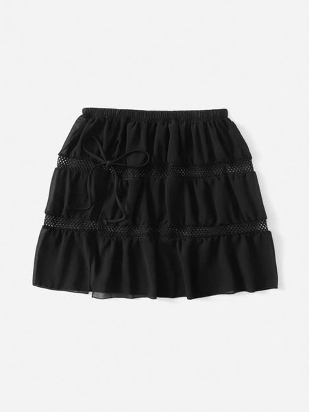 

contrast mesh slit thigh cover up k1zs#, White;black