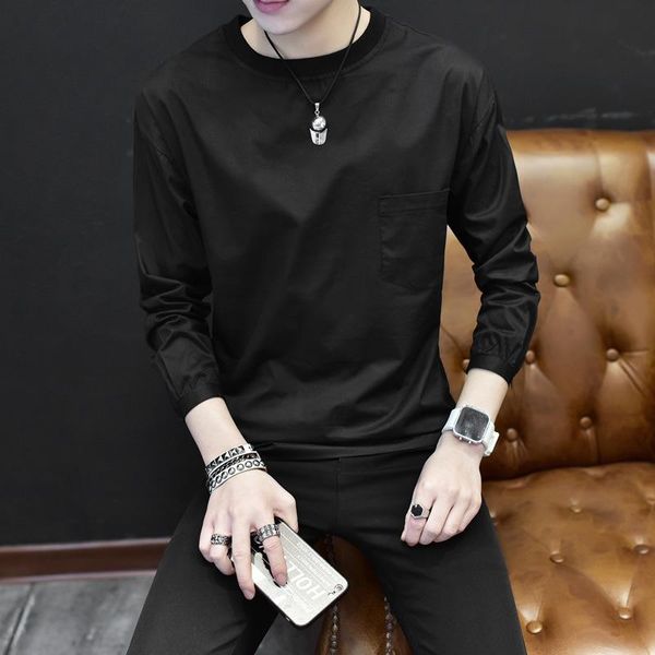 

men's t-shirts spring autumn t shirt men teen jacket motion casual round neck long sleeve t-shirt quick drying, White;black