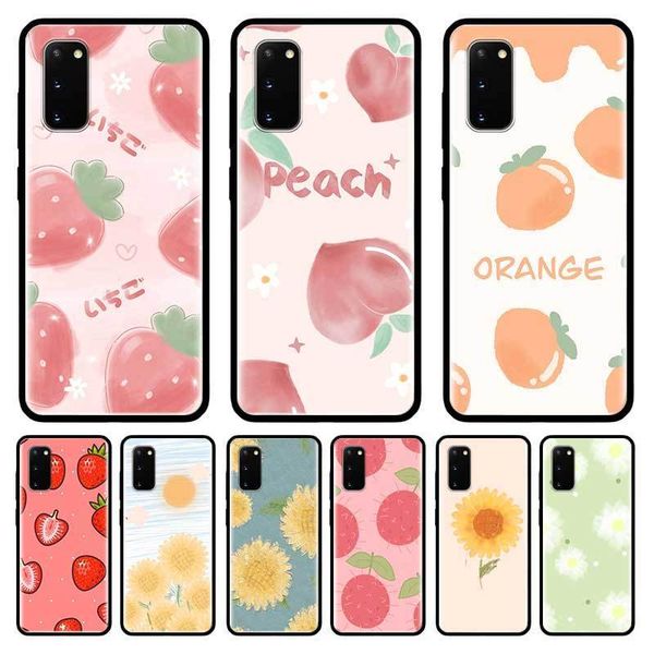 

strawberry fruit case for samsung galaxy s10 s20 ultra s9 s8 plus s7 note 20 9 10 lite cubre black tpu mobile phone coque bags