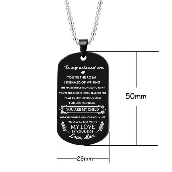 

stainless steel jewelry to my beloved son and daughter engraved you are the poem dog tag pendant chain necklace from m qylwtc, Black