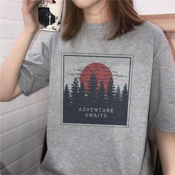 

summer female fashion 2021 female cartoon printing letter universe belief large size s 2xl harajuku short sleeved t shirt, White