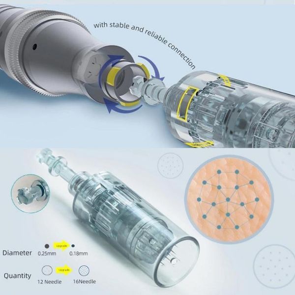 

dr. pen m8 needle cartridges 30pcs bayonet cartridges 11 16 36 42 round nano needle micro skin needling compatible for dr pen m8