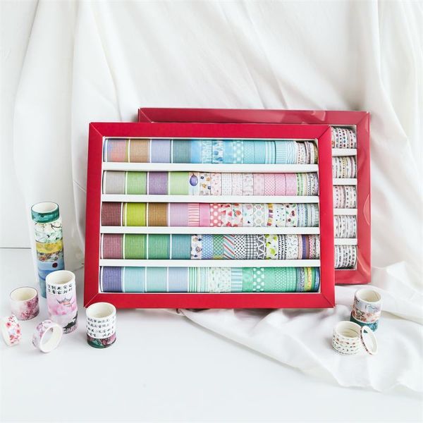 

100 roll gift box koi carp and paper tape flower and grass retro figure salt series hand tent decoration diy material suit wmtrjm