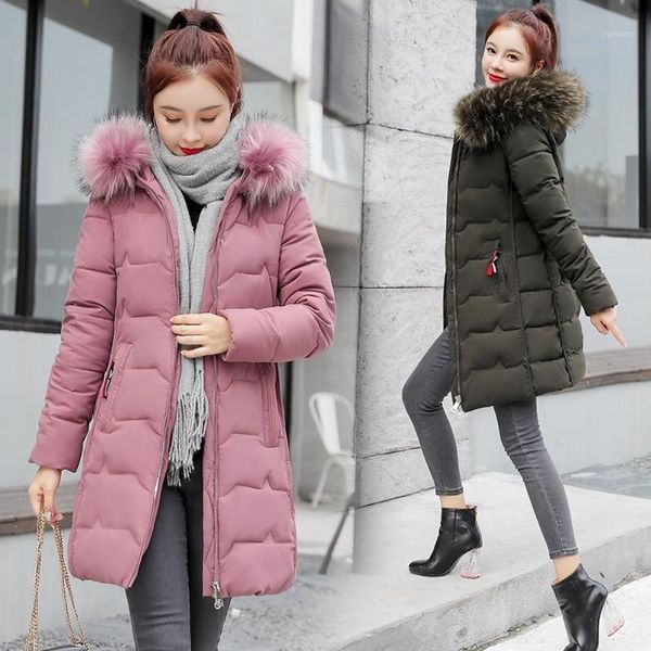 

pink plus size big fur collar jacket winter women coat basic cotton padded jackets gray 4xl hood faux fur thick snow outerwear1, Black