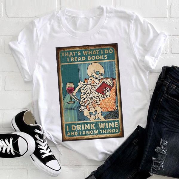 

women cute skull cartoon cute 90s clothing 2021 funny printing clothes print tshirt female tee ladies graphic t-shirt, White