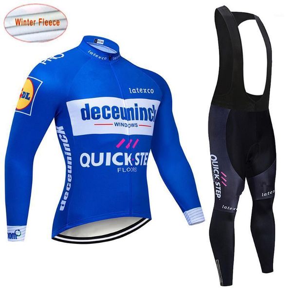 

2020 quickstep team cycling jacket 20d bike pants set ropa ciclismo mens winter thermal fleece pro bicycling jersey maillot wear1, Black;blue