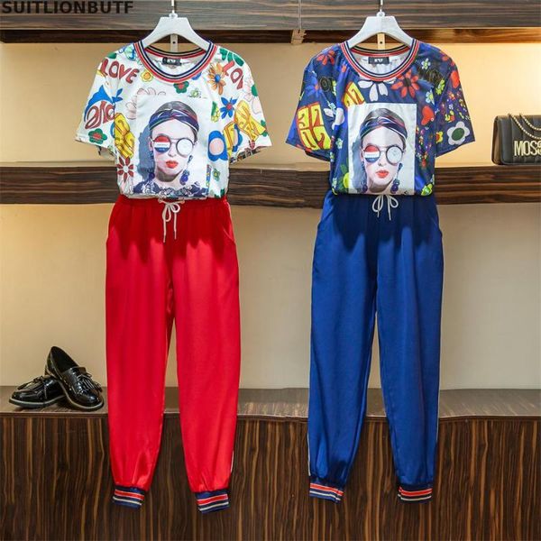 

5xl plus size 2 pieces set women hollow character and flower elastic elastic waist calf-length pants casual two piece set, White