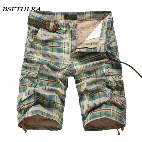 

summer men shorts 2020 new casual men plaid beach shorts cotton quality cargo mens short pants casual overalls1, White;black