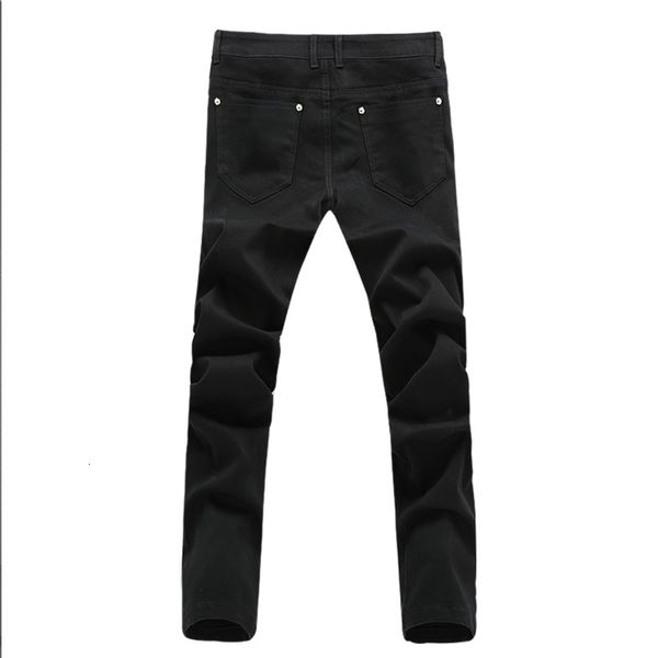 

2021 spring new men's brim classic black skinny denim breeches occasional quality slim fit electric masculine pants pcbu, Blue