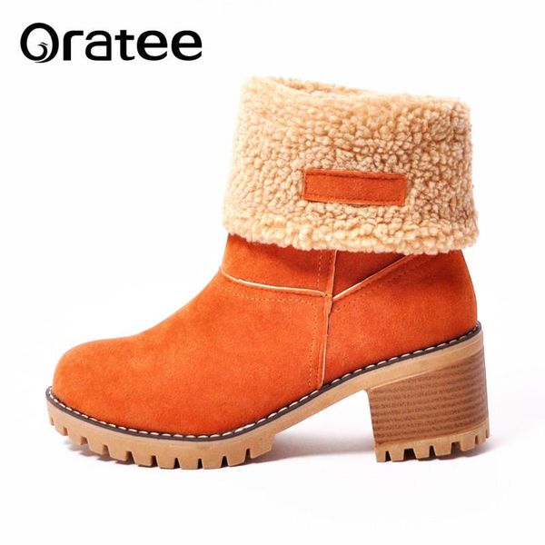 

women snow boots thick bottom platform waterproof ankle boots for women thick warm fur winter warm size 34-43, Black