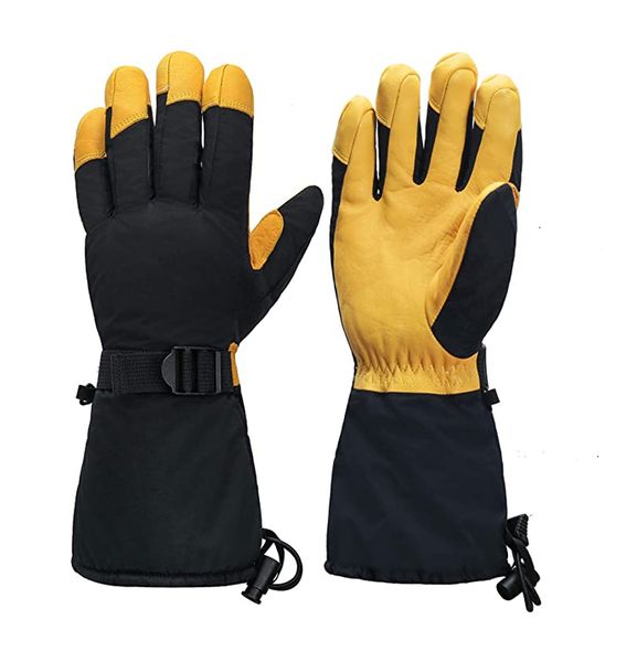 

wholesale oem men leather ski gloves winter thick warm gloves, Blue;gray