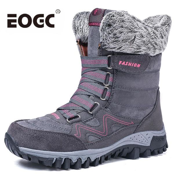 

women snow boots winter warm push boots women platform female wedge waterproof rubber hiking botas mujer, Black