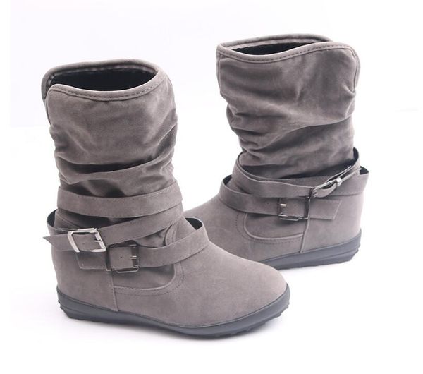 

boots europe and the united states winter large size matte flat female snow double row plus velvet warm women's, Black