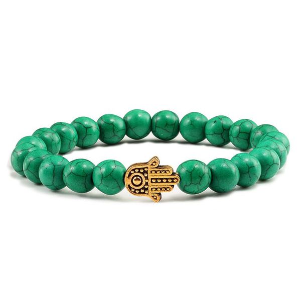 

new design men natural bracelet charm green stones bead bracelets bangle gold sliver hand prayer buddha hand chain male jewelry, Black