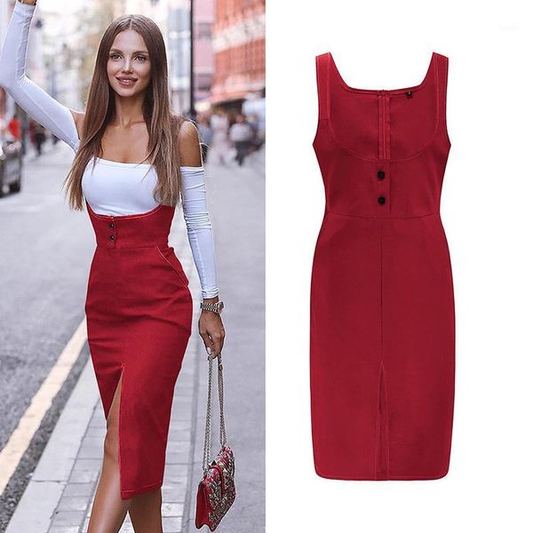 

backless bodycon midi dress women summer vestidos 2020 new pocket button cotton dress split ladies dresses1, Black;gray