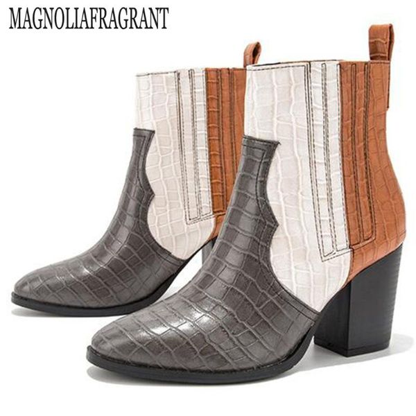 

2020 fashion new casual women ankle boots serpentine ladies boots women's high heel mixes colors winter shoes female ww28, Black