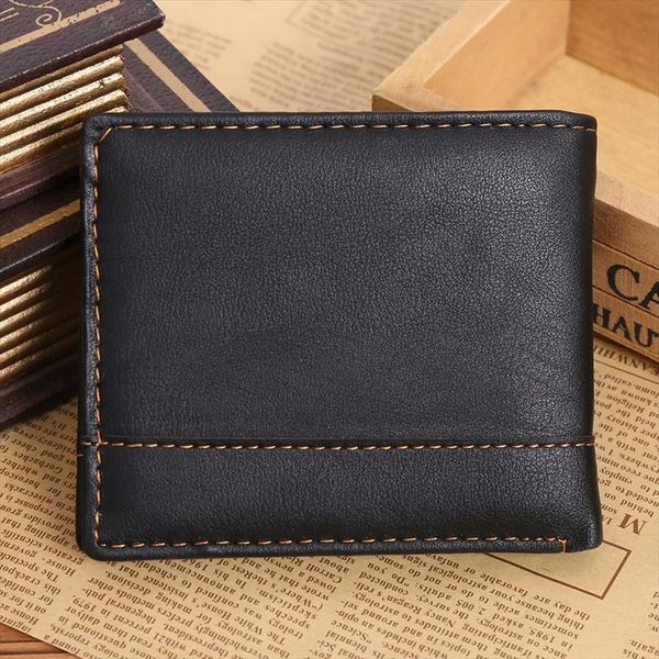 Heißer Verkauf Brieftasche Concise Pu-leder Geldbörse Männer Geld-Clip Karte Organizer Geld Tasche Carteira Masculina Männer Brieftaschen Schwarz foto Bit