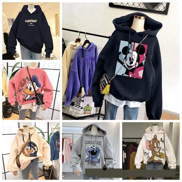 

2020 sweaterkorean style hooded sweater for women spring and autumn new loose printed women's sweater for women he4jc, Black