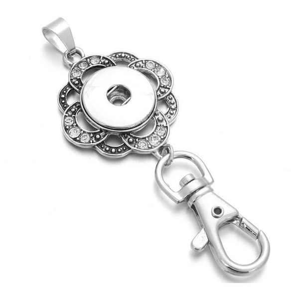 

new snap jewelry 18mm metal flower snap button keychains keyring pendant layard for women gi bbyfwv, Slivery;golden