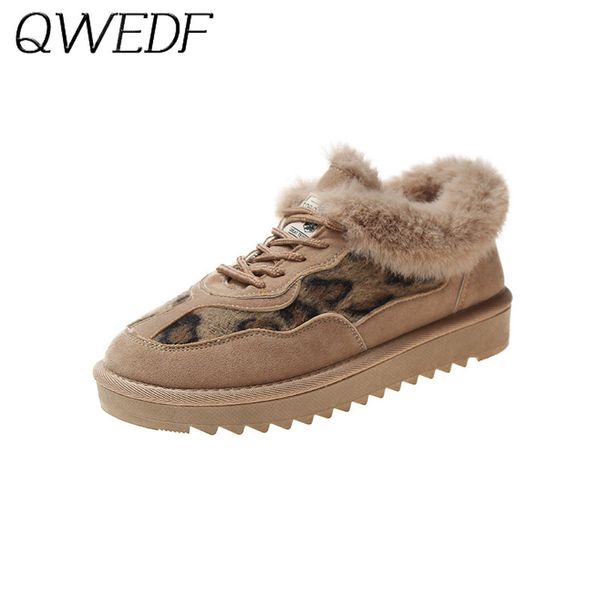 

women boots 2020 leather platform heel short boots winter fur leopard snow fashionable casual ladies ankle boot f7-26, Black