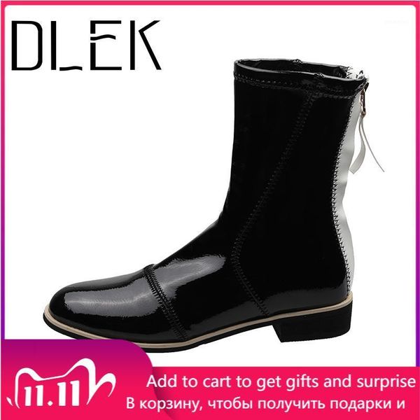 

boots dlek microfiber mid-calf zip women square heel long short boot female black knee high low heels fashion boots1