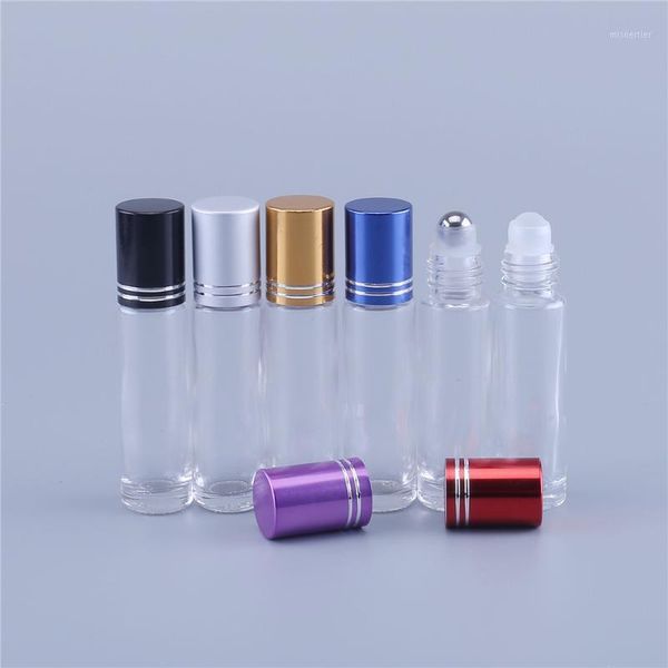 

storage bottles & jars 10ml transparent glass roll on perfume bottle, 10cc clear essential oil rollon small roller container 100pcs1