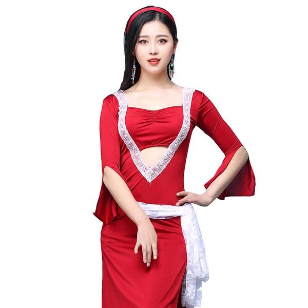 

stage wear bellydance oriental belly eastern baladi saidi swing robe dance dancing costumes clothes bra belt skirt dress 4408, Black;red