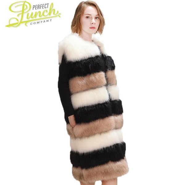 

women's fur & faux quality women high vest warm coats autumn winter high-grade artificial long vests fashion casual gilet femme st122, Black
