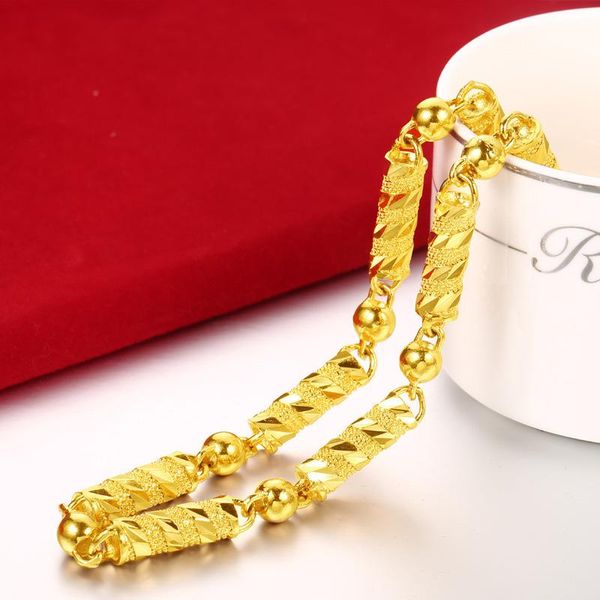 

vietnam alluvial gold no fade thread beads chain necklace plating brass necklace for men jewelry, Silver