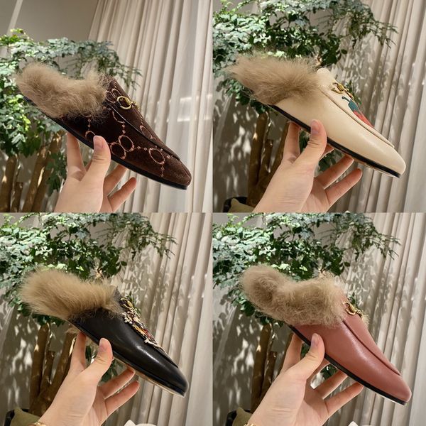 

ladies classic brand shoes design fashionable comfortable luxury flat-bottomed furry slippers with shoe box, Red;white