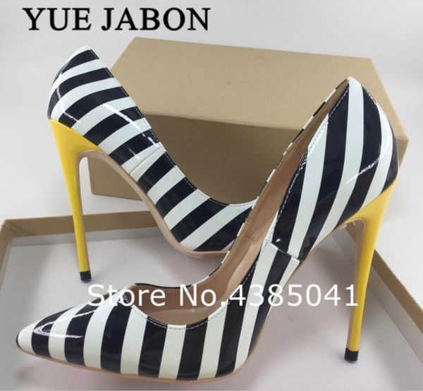 

yue jabon 2021 new arrival women zebra black white stripe elegant high heels wedding shoe 35-43 big size yellow heels nice shoes