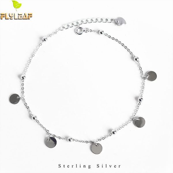 

round real 925 sterling silver anklet for women fashion bead chain leg fine jewelry anklets on foot bracelet flyleaf, Red;blue