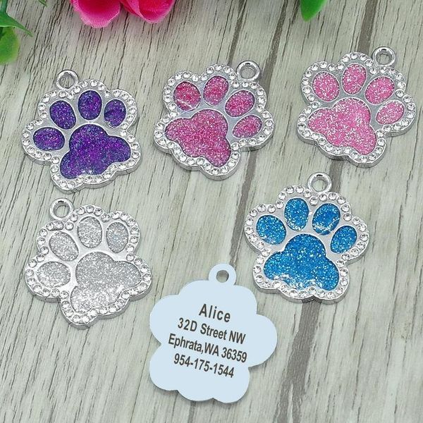 

custom dog tag personalized engraved pet puppy cat id collar tags stainless steel paw pet accessories for small dogs cat wmtetc
