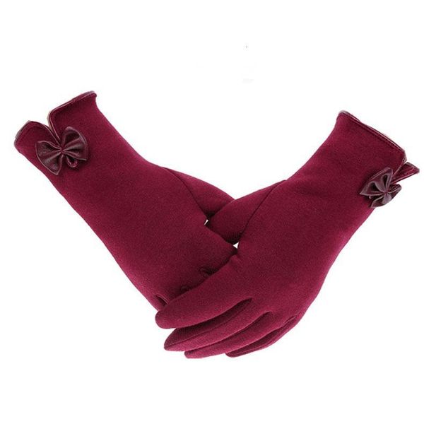 

new ladies winter non-inverted velvet gloves bowknot and velvet touch screen gloves warm and riding driving, Blue;gray