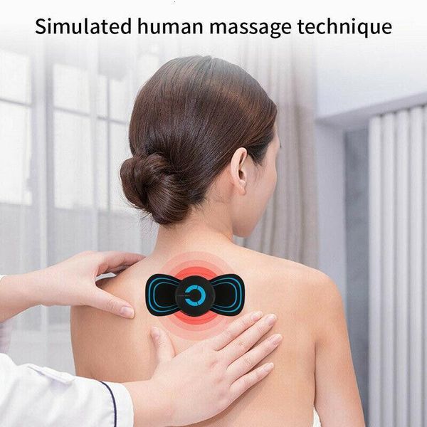 

new portable ems mini electric shoulder neck massager intelligent cervical massage stimulator stickers relief1, Black;blue