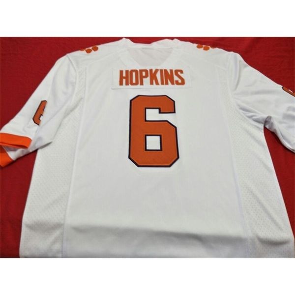 

3740 clemson tigers deandre hopkins #6 real full embroidery college jersey size s-4xl or custom any name or number jersey, Black