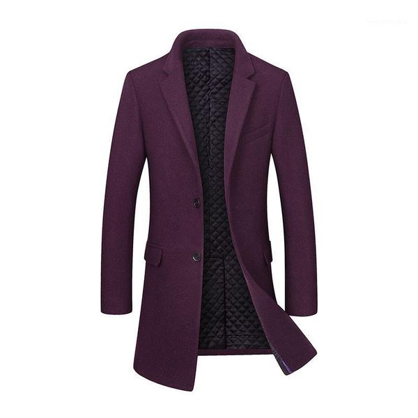 

men's wool & blends 2021 winter men's casual coat fashion business long thicken slim woolen overcoat jacket male peacoat brand clo, Black