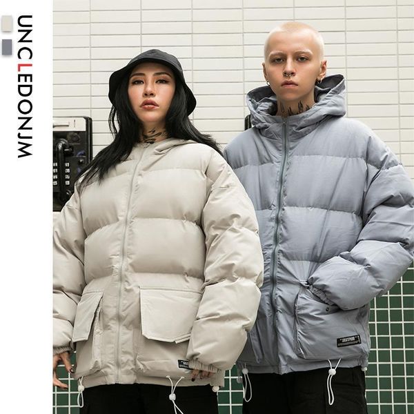 

uncledonjm warm winter hooded jacket mens fashion parkas outerwear streetwear hip hop parka sk60831, Black